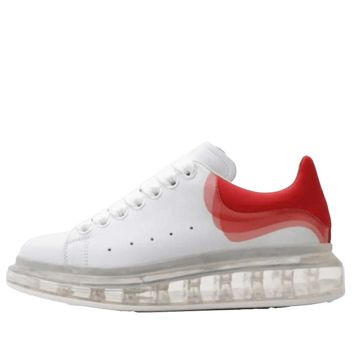 Chaussure en Cuir Semelle Transparente Unisexes Rouge et Blanc Alexander McQueen